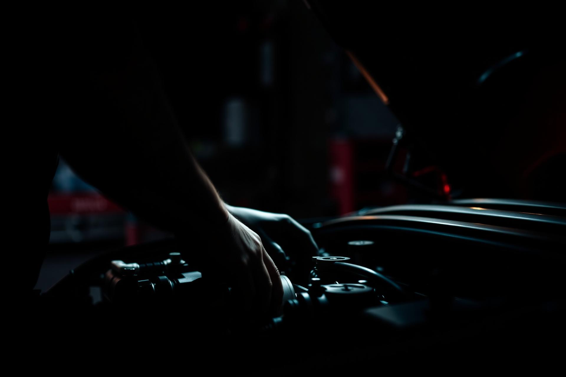 Mechanic working under the bonnet